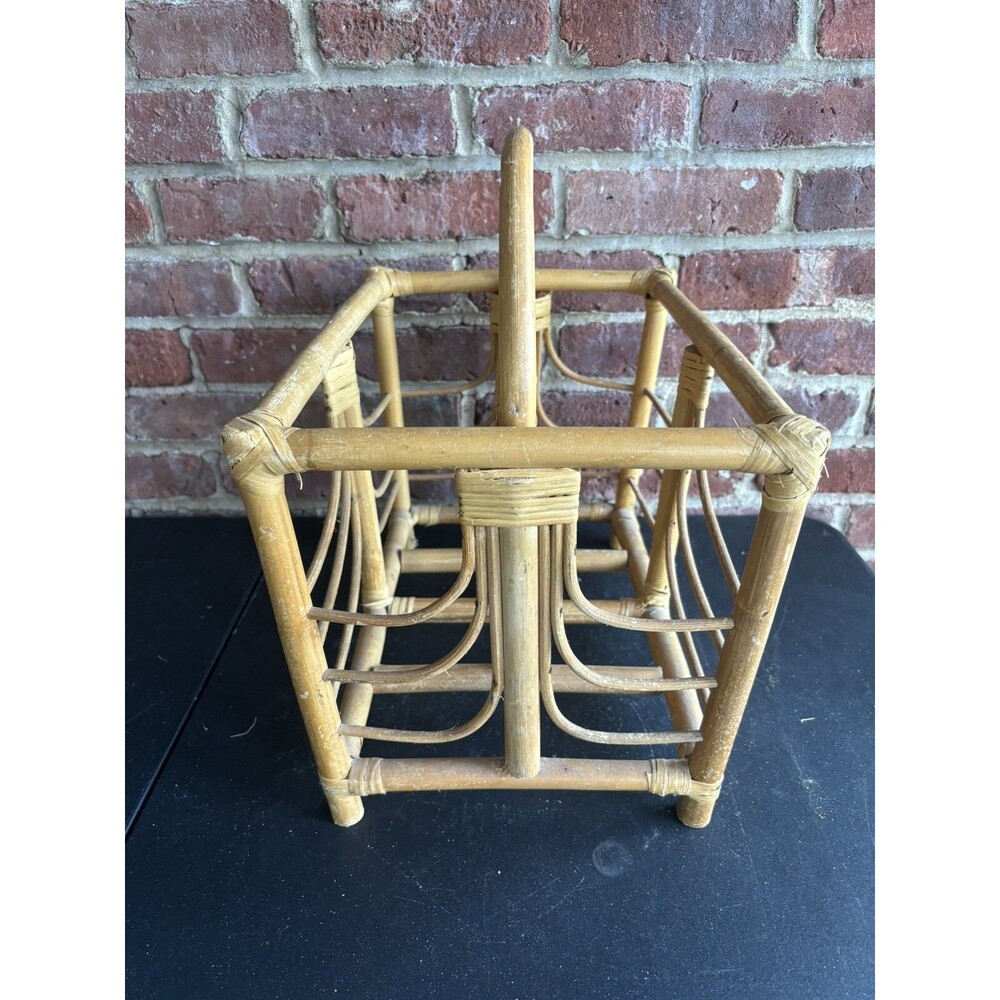 Vintage Boho Bamboo & Rattan Magazine Rack - Picture 2 of 5